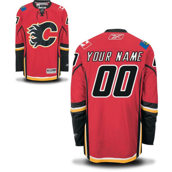 Reebok Calgary Flames Men Premier Home Custom NHL Jersey - Red->customized nhl jersey->Custom Jersey